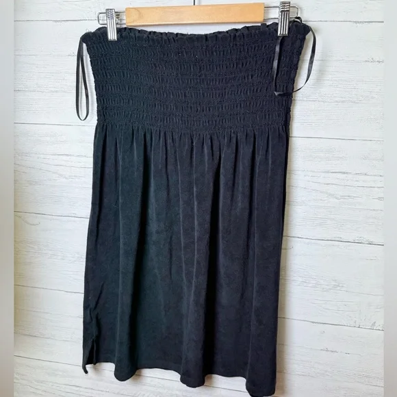 Raviya Black smocked terry style coverup y2K - Picture 2 of 3